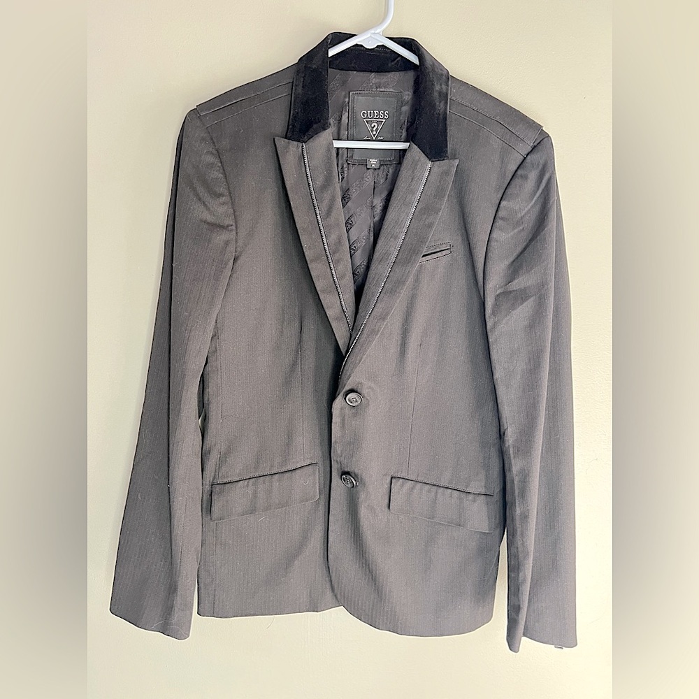 Guess sports coat blazer multi texture velvet collar size medium